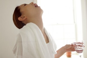 gargling with warm water and salt