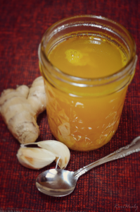 Garlic ginger honey mixture cough syrup
