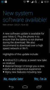 Android 5.0 Lollipop on Moto G India