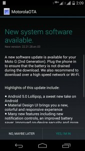 Motorola Moto G Android 5.0 lollipop update