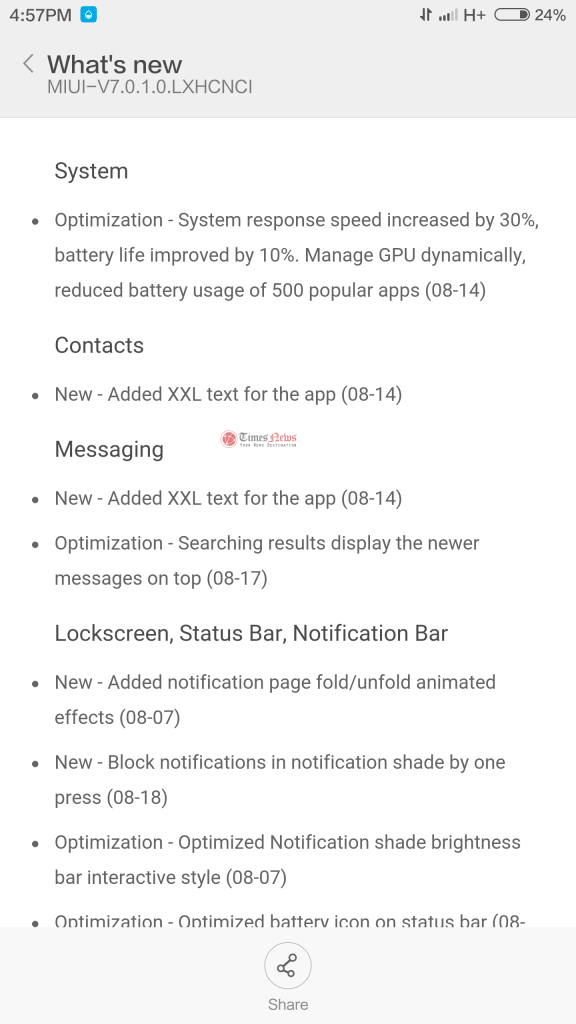 MIUI 7.0.1.0 Update