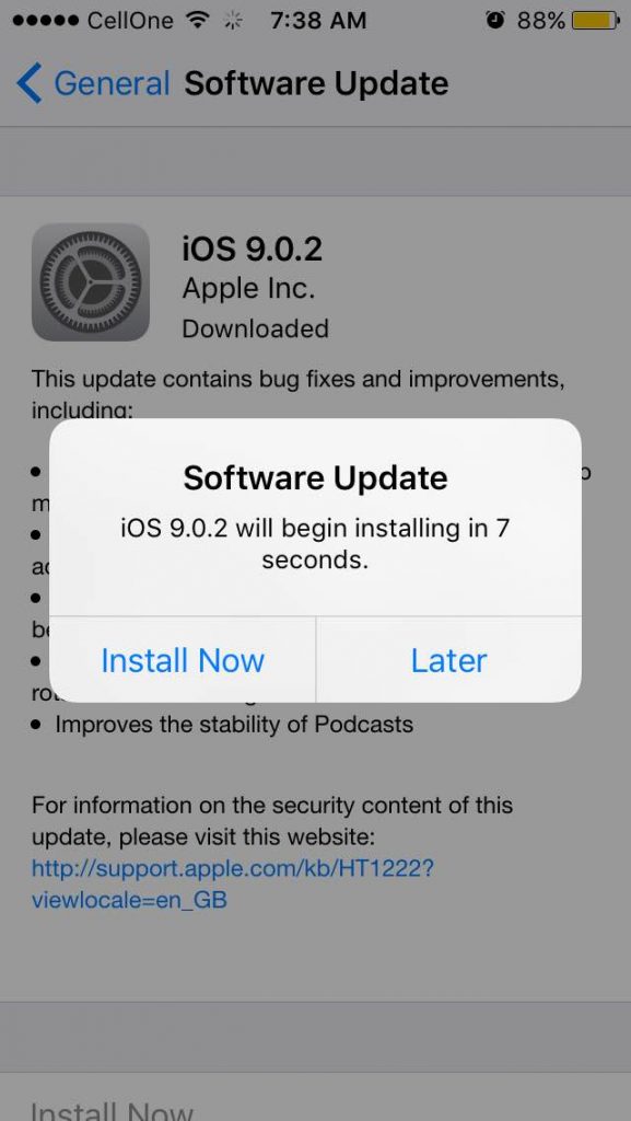 iOS 9.0.2 Install