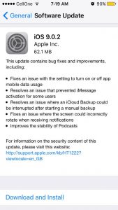 iOS 9.0.2 update