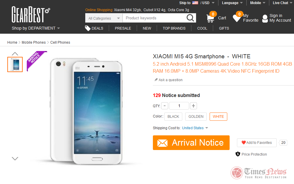 Xiaomi MI 5 Gearbest