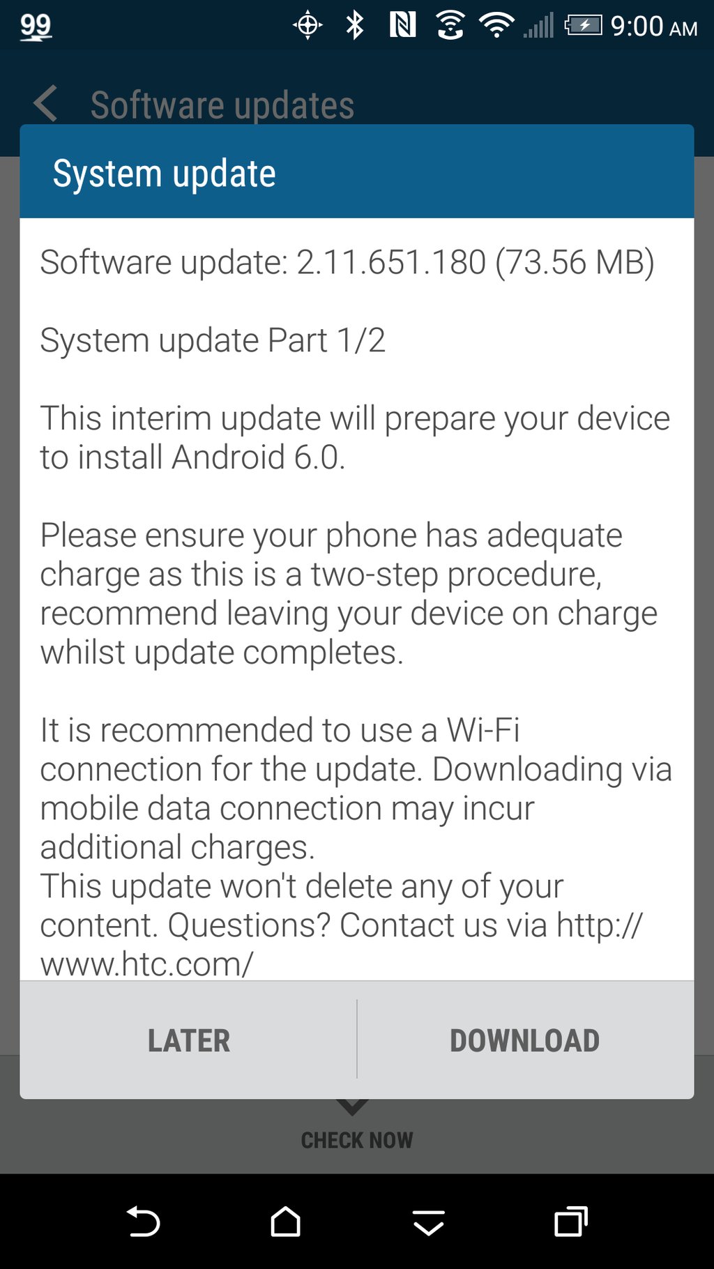 HTC One M9 Sprint Android Marshmallow update