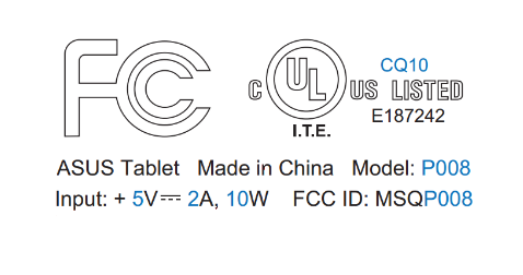 Asus P008 FCC