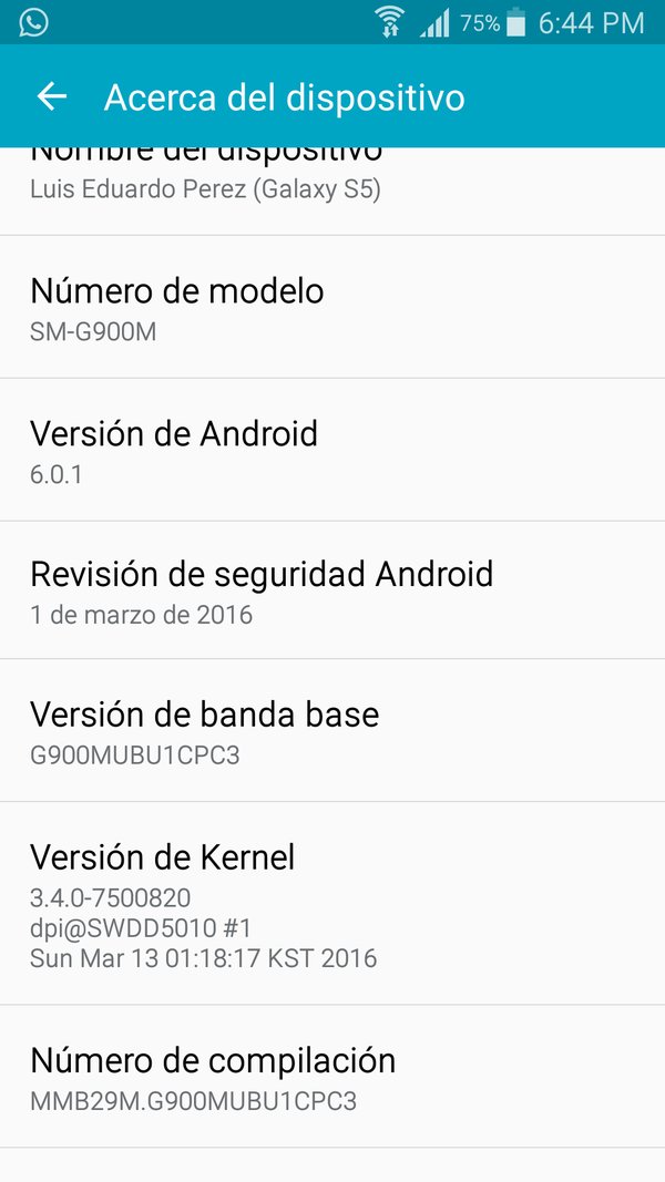 Samsung Galaxy S5 SM-G900M Marshmallow update