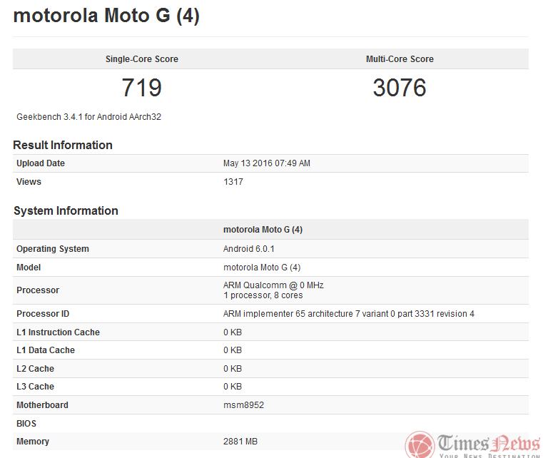 Motorola Moto G4 Geekbench