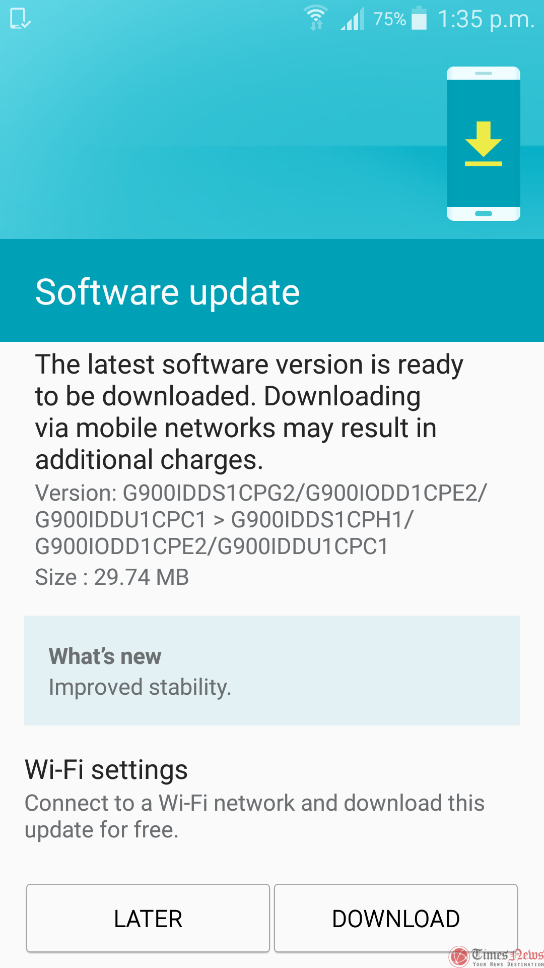 Galaxy S5 SM-G900I August security update