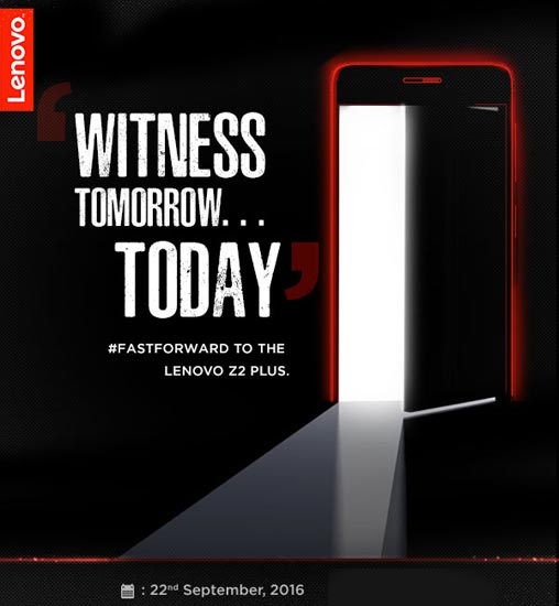 Lenovo Z2 Plus teaser September 22nd launch