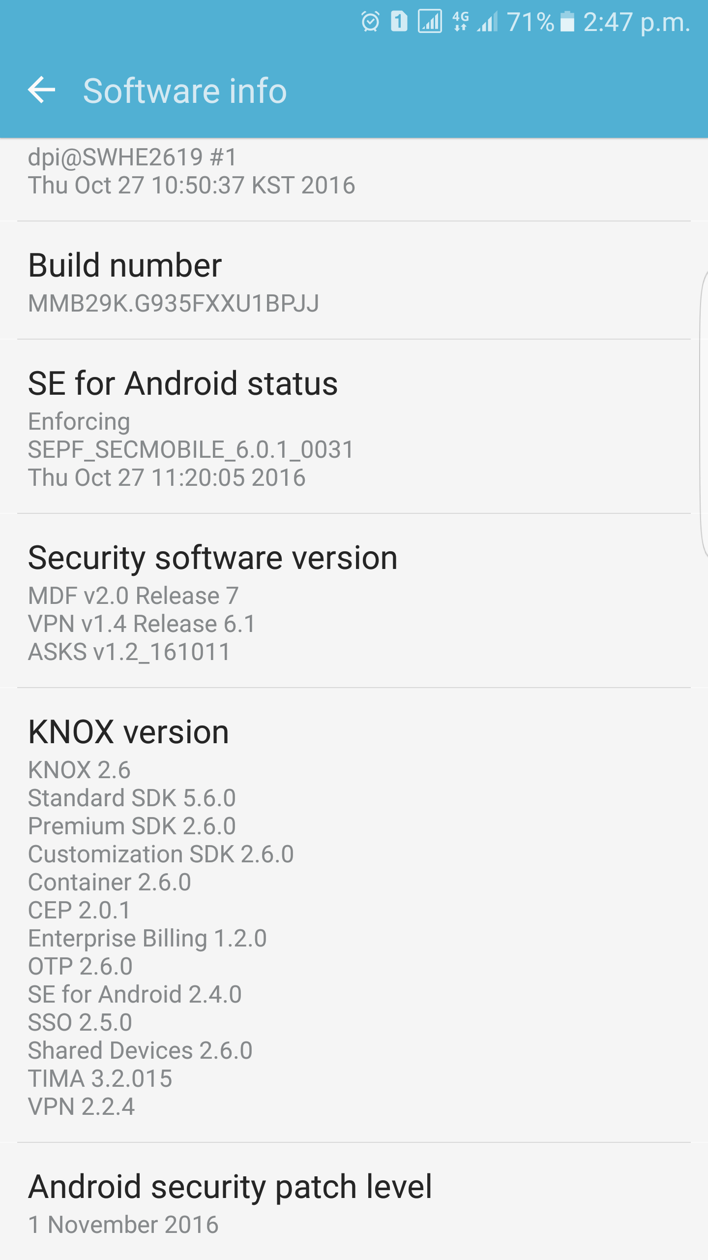 Samsung Galaxy S7 Edge November security update