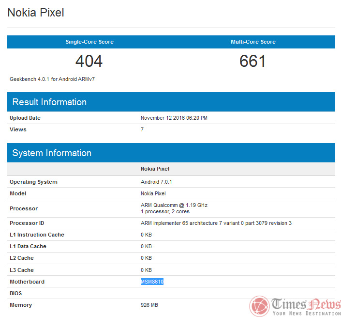 Nokia Pixel Geekbench