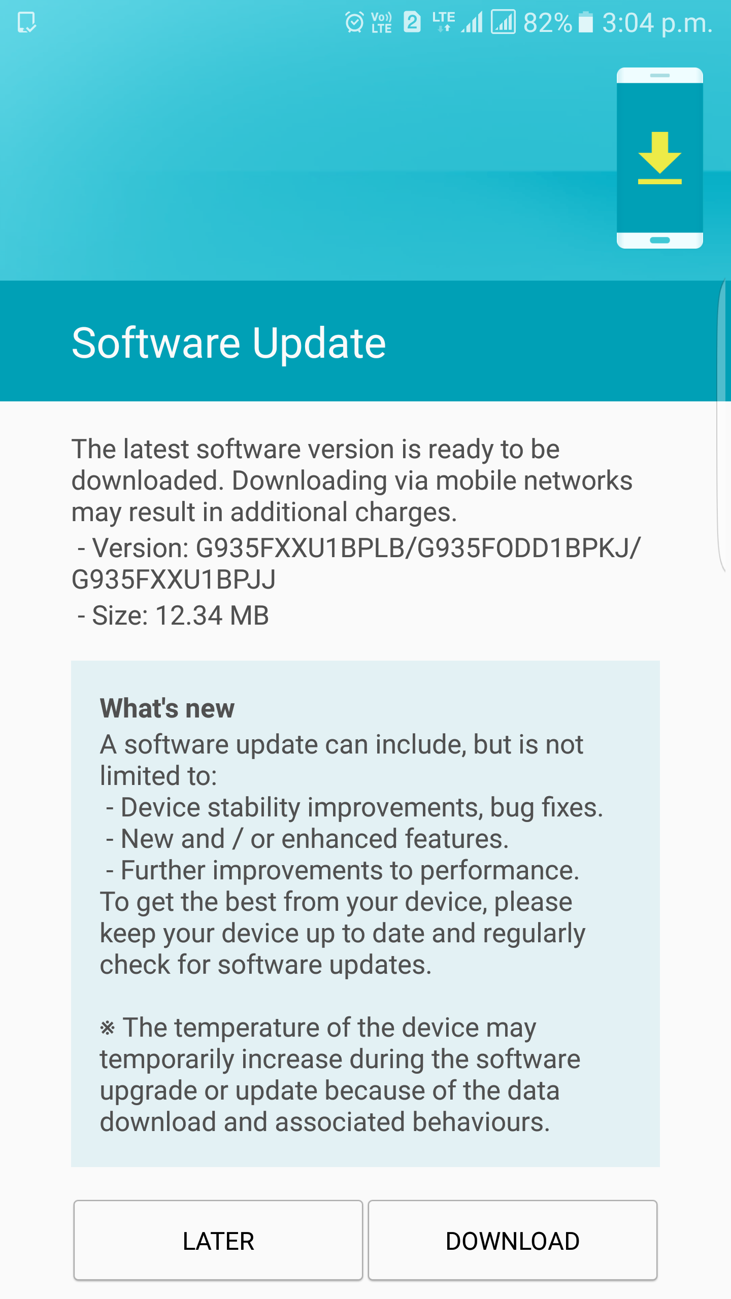 Galaxy S7 Edge new update