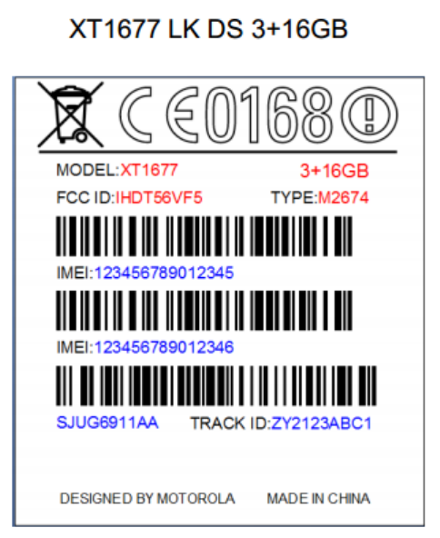 Motorola XT1677 FCC