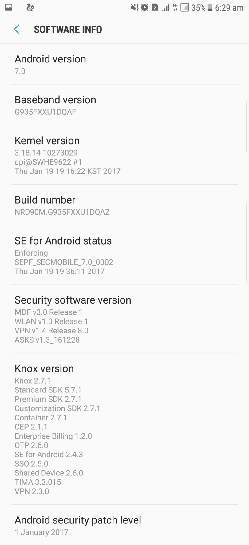 Android 7.0 Nougat Galaxy S7 Edge January security patch